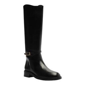 Arezzo Women's Mckenna Low Block Leather Boots Black Size 5